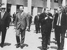 Politická jednání v roce 1968, zleva Alexej Kosygin, Alexander Dubek, Leonid...