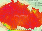 Teplota vzduchu v 17:00 (30. ervence 2018)