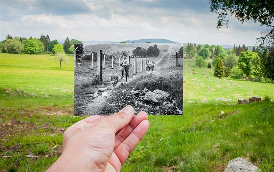 Pohraniní strá na Kníecích pláních na umav cvií obranu elezné opony. (27. ervence 1968)