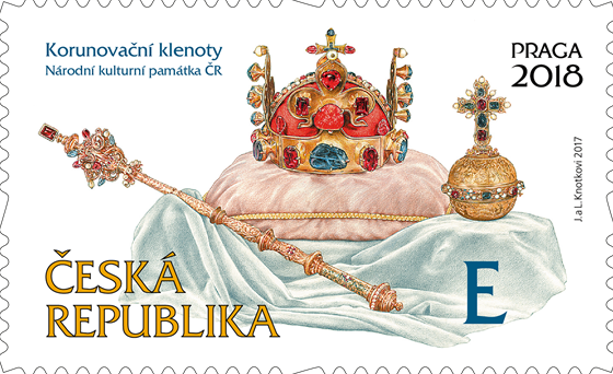Potovní známka s kresbou královských korunovaních klenot u jedno ocenní má  byla zvolena nejkrásnjí eskou známkou roku 2017.
