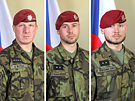 Tři čeští vojáci, kteří 5. srpna 2018 zahynuli v Afghánistánu. Zleva: rotný...