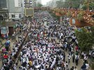 Bangladéané v Dháce protestují za bezpenjí dopravu (5.8.2018)