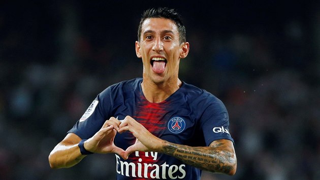 Fotbalista PSG Angel Di Maria oslavuje vstelenou branku v zpase Superpohru proti Monaku.