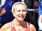 ŠŤASTNÁ. Eva Vrabcová-Nývltová v cíli maratonu na ME v Berlíně.