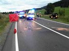Nehoda motorky a automobilu se stala v sobotu veer v Ostrun na Jesenicku...
