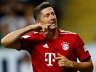 Robert Lewandowski z Bayernu Mnichov se raduje z branky v zápase o německý...