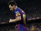 Barcelonský kapitán Lionel Messi v prbhu utkání proti Alavés.