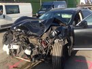 Na Praském okruhu se srazila 4 auta (14. 8. 2018).