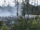 Les u obce Dolany na Olomoucku zasáhl poár (19. srpna 2018).