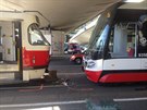 V prask Plzesk ulici se srazily dv tramvaje. Doprava je v mst zcela...