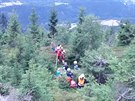 Nehoda paraglidu nad Janskmi Lznmi v Krkonoch (13.8.2018).