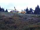Nehoda paraglidu nad Janskmi Lznmi v Krkonoch (13.8.2018).