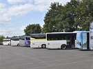 Polské autobusy na parkoviti v Adrpachu (16.8.2018).