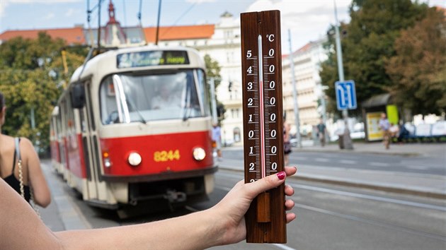 Venkovn teplota se v den men pohybovala kolem 34 stup. (13. 8. 2018).