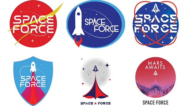 Navrhovaná loga pro Space Force.