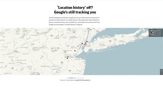 Google zaznamenal Historii polohy i po jejím vypnutí v menu