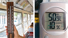 Nejvtí horko bylo v jedné ze starích tramvají, skoro 36 stup. Rekordních...