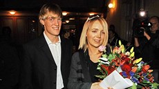 Lucie Vondráková a Tomá Verner na premiée muzikálu Touha (záí 2008)
