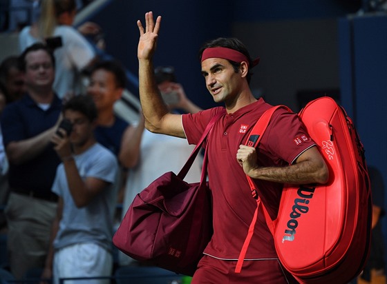 Roger Federer v 1. kole US Open.