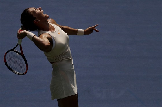 Frustrace Simony Halepové po prohe v prvním kole US Open.