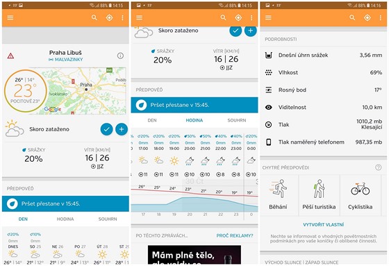 Aplikace Weather Underground