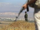 Syrský voják nedaleko Golanských výin (14. srpna 2018)