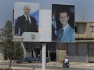 Portréty Baára Asada a Vladimira Putina ve mst Rastan (15. srpna 2018)