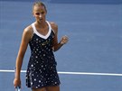 Vítzné gesto Karolíny Plíkové ve vítzném utkání prvního kola US Open.