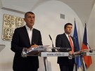 Premiér Andrej Babi a ministr vnitra a zahranií Jan Hamáek po jednání vlády...