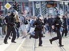 Policie bhem protest v Chemnitzu (27. srpna 2018)
