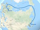 Námoní trasa vedoucí z Vladivostoku do Petrohradu Severním ledovým oceánem
