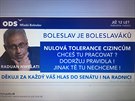 Pvodní slogan na billboard primátora Mladé Boleslavi Raduana Nwelatiho (ODS),...