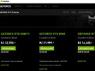 Ceny grafických karet GeForce RTX 20xx v esku