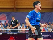 Vítězný pokřik japonského stolního tenisty Tomokazu Harimota na turnaji Czech...