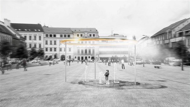V architektonické soutěži na výběr nové kašny na revitalizovaném Karlově náměstí v Třebíči zvítězil tento návrh z pražského atelieru H3T architekti. Bude stát asi 3,5 milionu korun.