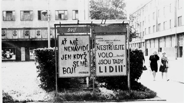 Protestní nápisy v Hradci Králové v srpnu 1968.