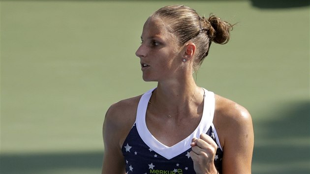 RADOST. Česká teniska Karolína Plíšková slaví zisk fiftýnu ve druhém kole US Open.