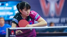 Japonka Miju Nagasakiová se chystá na píjem na turnaji Czech Open v Olomouci.