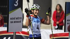 Biatlonistka Veronika Vítková na startu stíhacího závodu na letním MS v Novém...