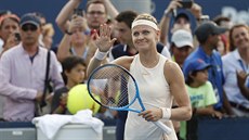 Lucie afáová slaví postup do druhého kola US Open.
