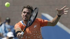 �výcarský tenista Stan Wawrinka se soust�edí na úder ve druhém kole US Open.