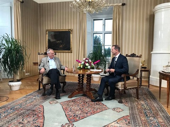Prezident Miloš Zeman v pořadu Týden s prezidentem v TV Barrandov
