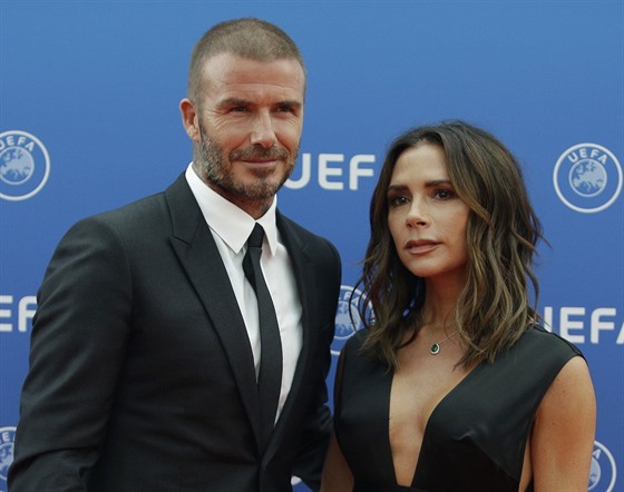 David Beckham a Victoria Beckhamová (Monako, 30. srpna 2018)