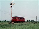 Motorový vz M131.1133 na vlaku 90705 opoutí stanici Smidary, 29. 5. 1976,...