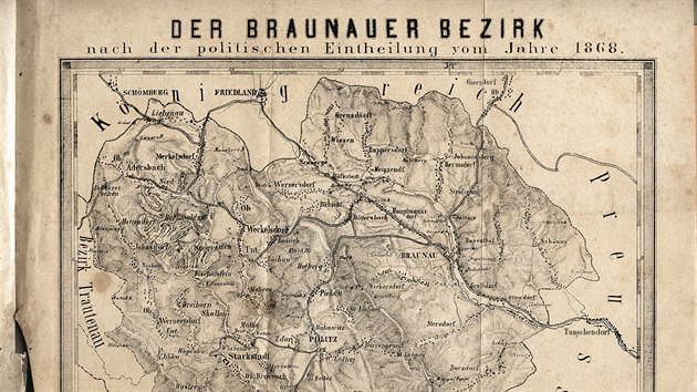 Josef Swirak, mapa okresu Broumov, 1868