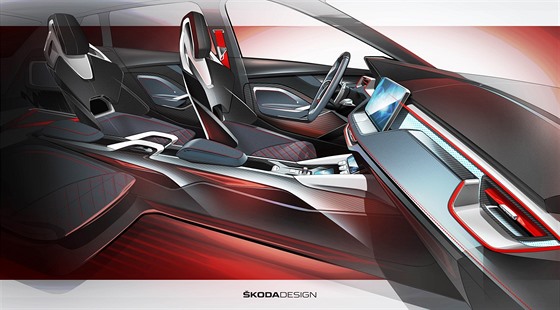 Skica interiéru konceptu Škoda Vision RS