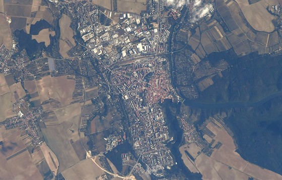 Fotografie Znojma poízená 17. srpna 2018 z Mezinárodní vesmírné stanice ISS.