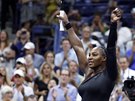 Serena Williamsová slaví postup do semifinále US Open.