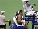 Srbský tenista Novak Djokovi ve tvrtfinále US Open.