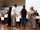 Volby v převážně přistěhovalecké čtvrti Rinkeby ve Stockholmu (9.9.2018)